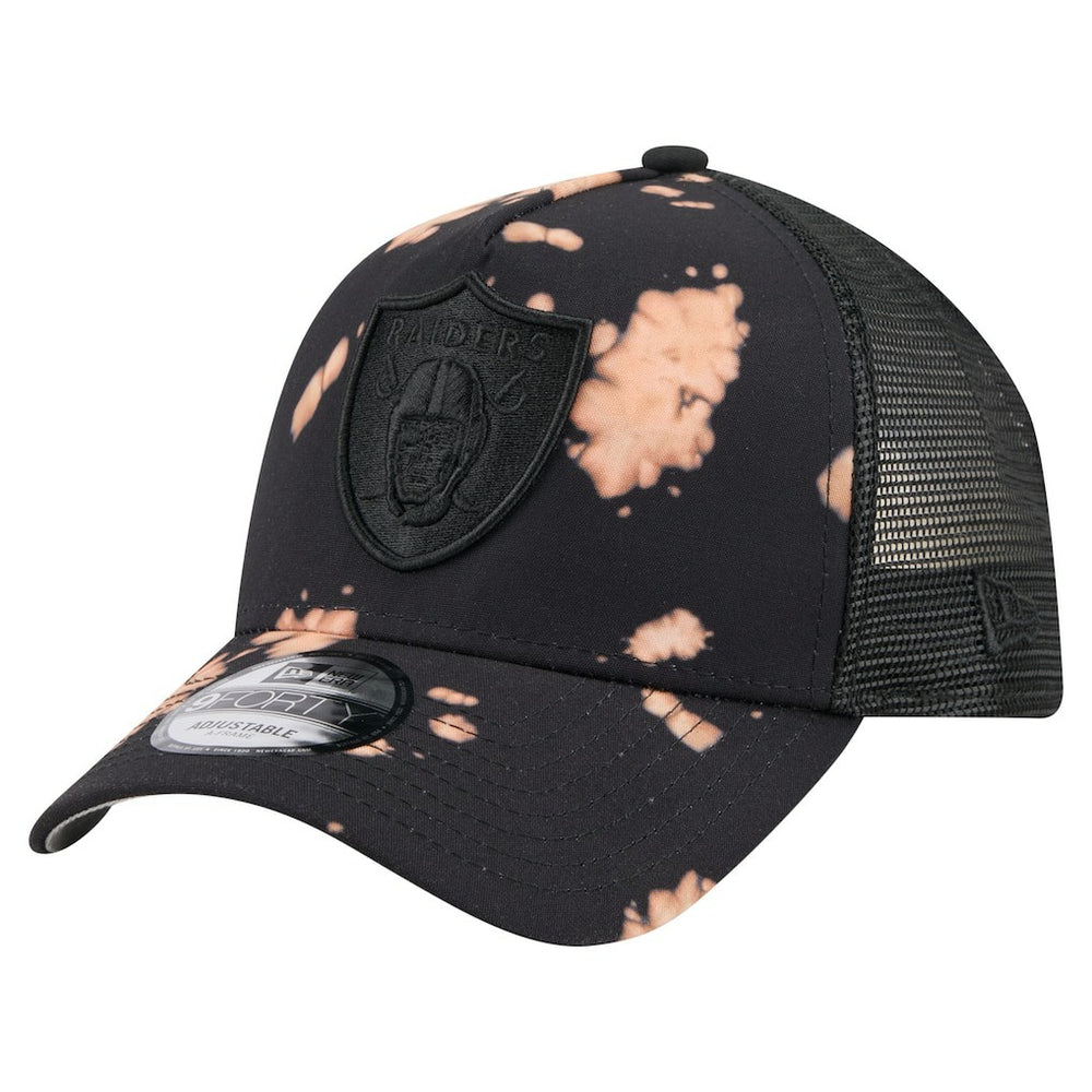 Las Vegas Raiders New Era Bleached 9FORTY A-Frame Adjustable Hat - Black Hats