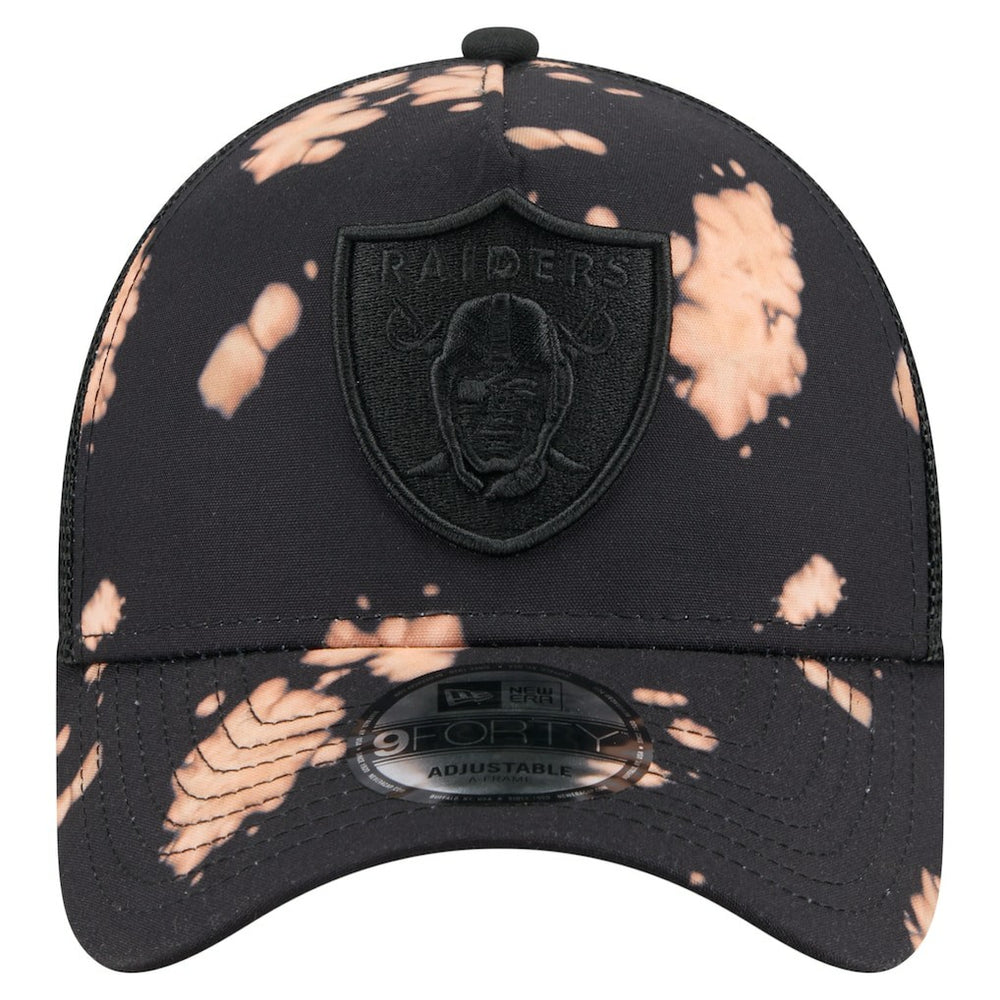 Las Vegas Raiders New Era Bleached 9FORTY A-Frame Adjustable Hat - Black Hats