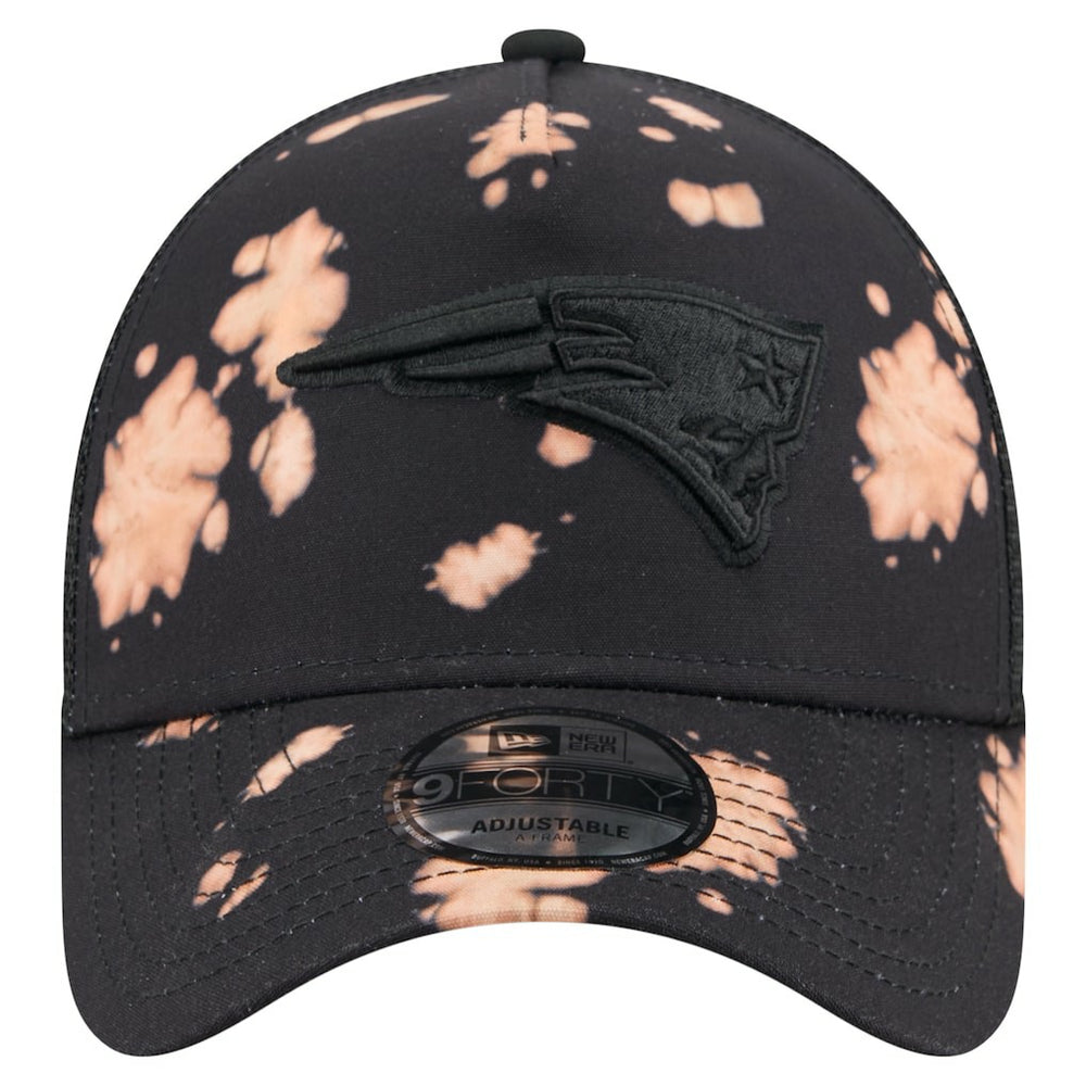New England Patriots New Era Bleached 9FORTY A-Frame Adjustable Hat - Black Hats