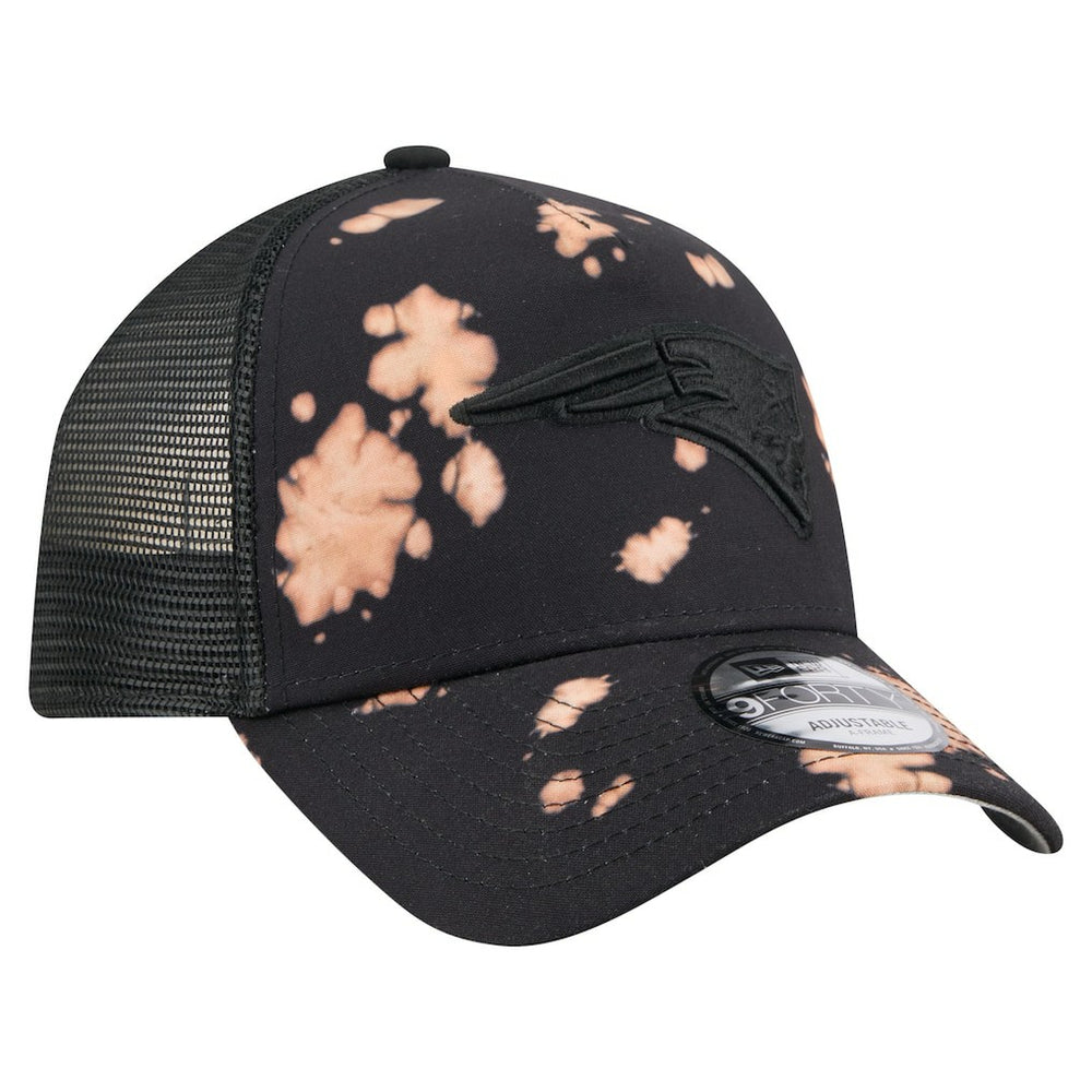 New England Patriots New Era Bleached 9FORTY A-Frame Adjustable Hat - Black Hats