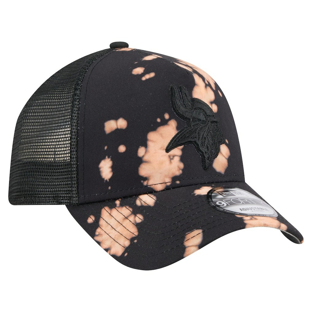 Minnesota Vikings New Era Bleached A-Frame 9FORTY Trucker Adjustable Hat - Black Hats