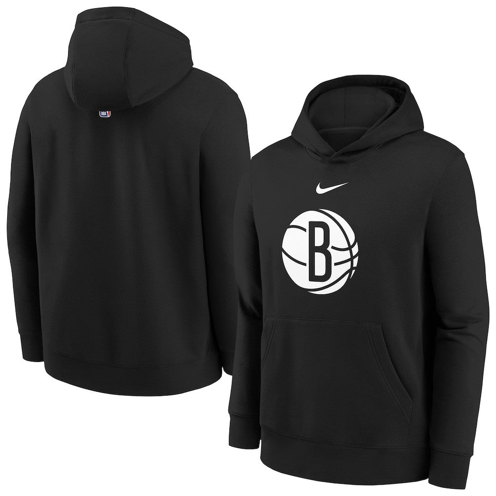 Brooklyn Nets Youth 2025/26 Club Fleece Hoodie Black - Nike