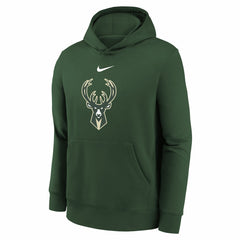 Milwaukee Bucks Youth 2025/26 Club Fleece Hoodie Hunter Green - Nike
