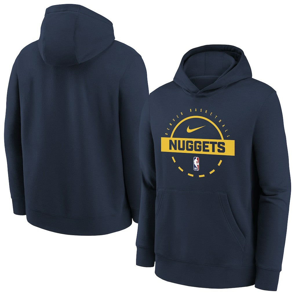 Denver Nuggets Youth 2025/26 Club Fleece Practice Hoodie Navy - Nike
