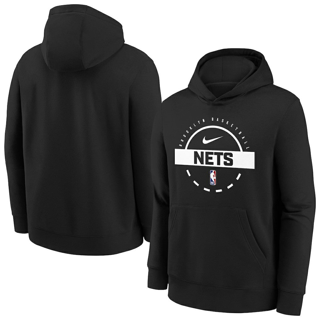 Brooklyn Nets Youth 2025/26 Club Fleece Practice Hoodie Black - Nike