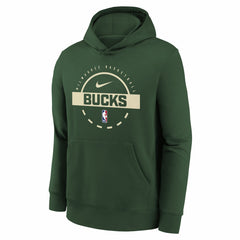 Milwaukee Bucks Youth 2025/26 Club Fleece Practice Hoodie Hunter Green - Nike