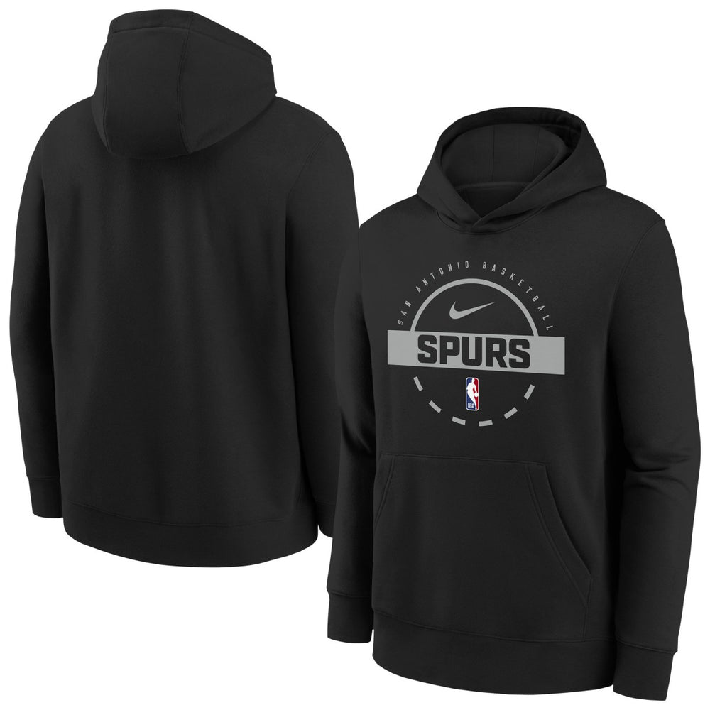 San Antonio Spurs Youth 2025/26 Club Fleece Practice Hoodie Black - Nike