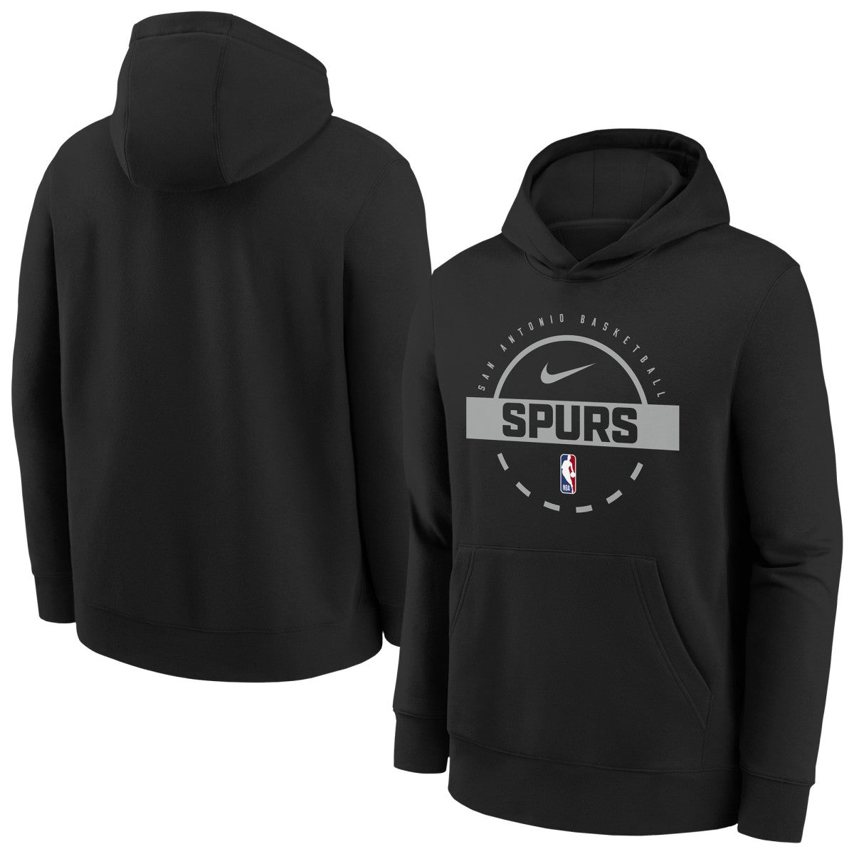 San Antonio Spurs Youth 2025/26 Club Fleece Practice Hoodie Black - Nike