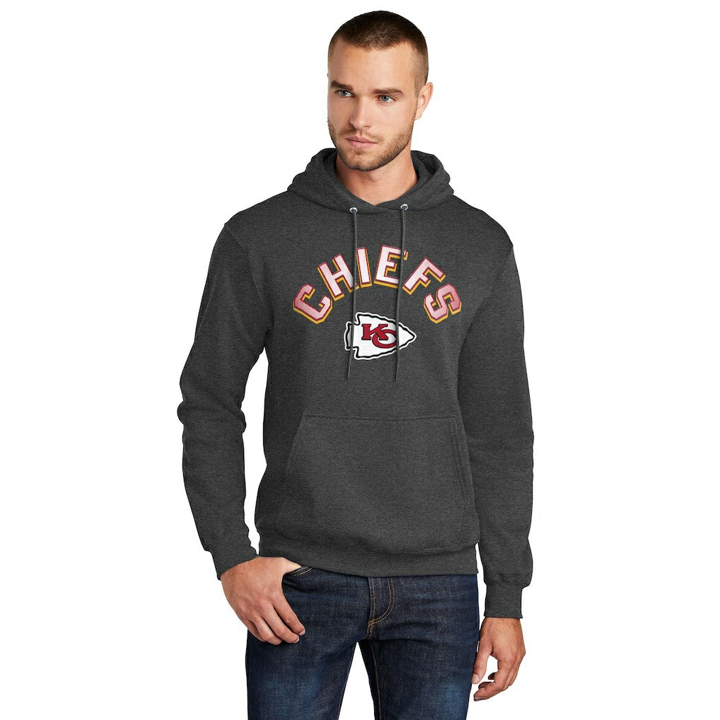 Kansas City Chiefs Starter Arch Over Logo Pullover Hoodie - Charcoal Hoodies