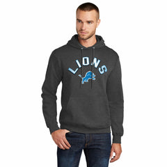 Detroit Lions Starter Arch Over Logo Pullover Hoodie - Charcoal Hoodies