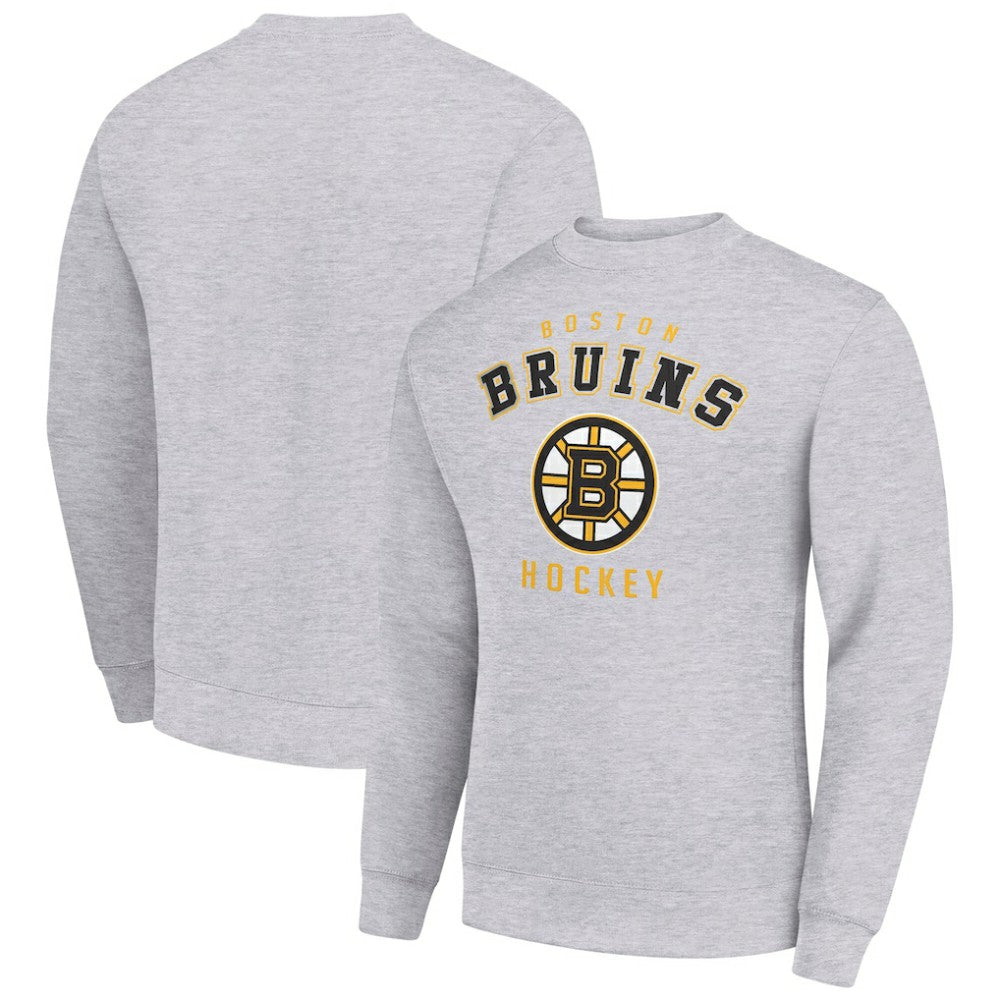 Boston Bruins Men's Starter Team Logo Fleece Pullover Sweatshirt - Heather Gray | US 202601559