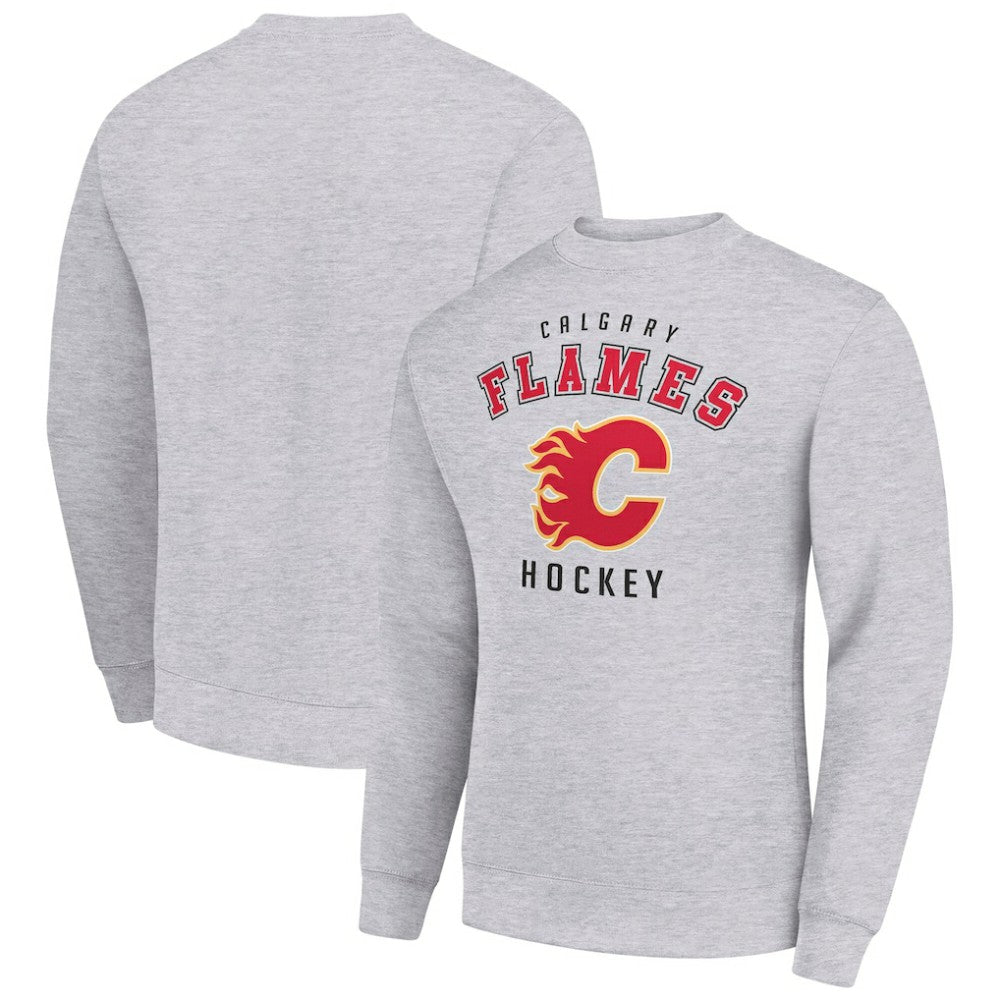 Calgary Flames Men's Starter Team Logo Fleece Pullover Sweatshirt - Heather Gray | US 202601561