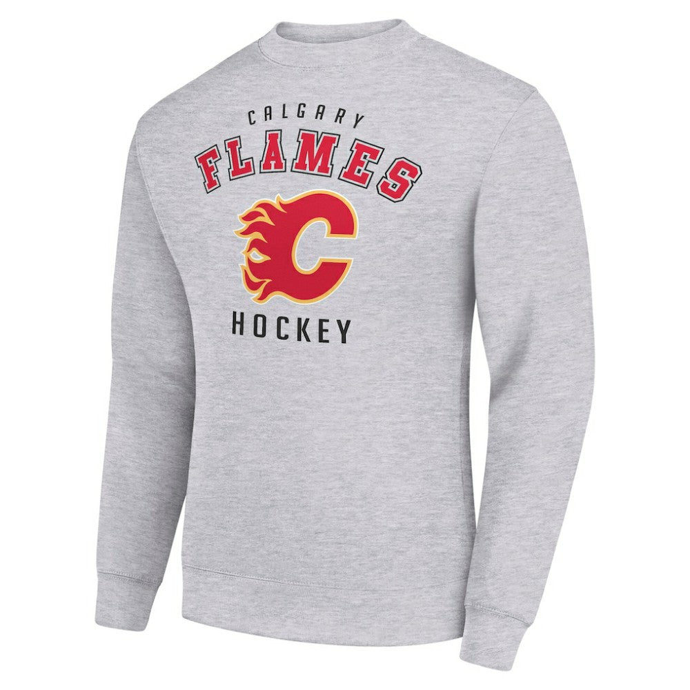 Calgary Flames Men's Starter Team Logo Fleece Pullover Sweatshirt - Heather Gray | US 202601561