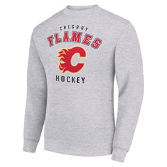 Calgary Flames Men's Starter Team Logo Fleece Pullover Sweatshirt - Heather Gray | US 202601561