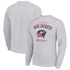 Columbus Blue Jackets Men's Starter Team Logo Fleece Pullover Sweatshirt - Heather Gray | US 202601566