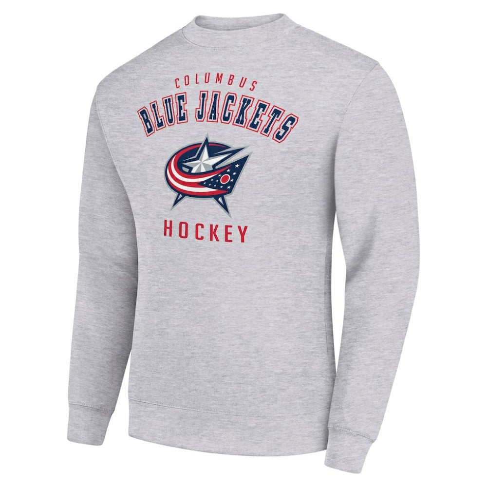 Columbus Blue Jackets Men's Starter Team Logo Fleece Pullover Sweatshirt - Heather Gray | US 202601566