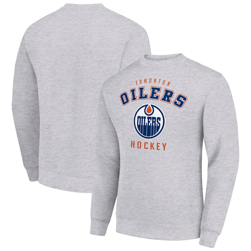 Edmonton Oilers Men's Starter Team Logo Fleece Pullover Sweatshirt - Heather Gray | US 202601569
