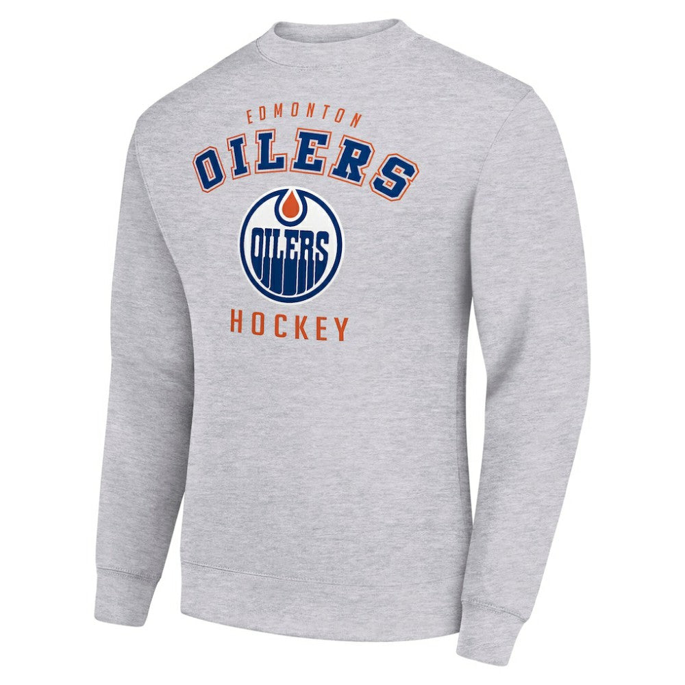 Edmonton Oilers Men's Starter Team Logo Fleece Pullover Sweatshirt - Heather Gray | US 202601569