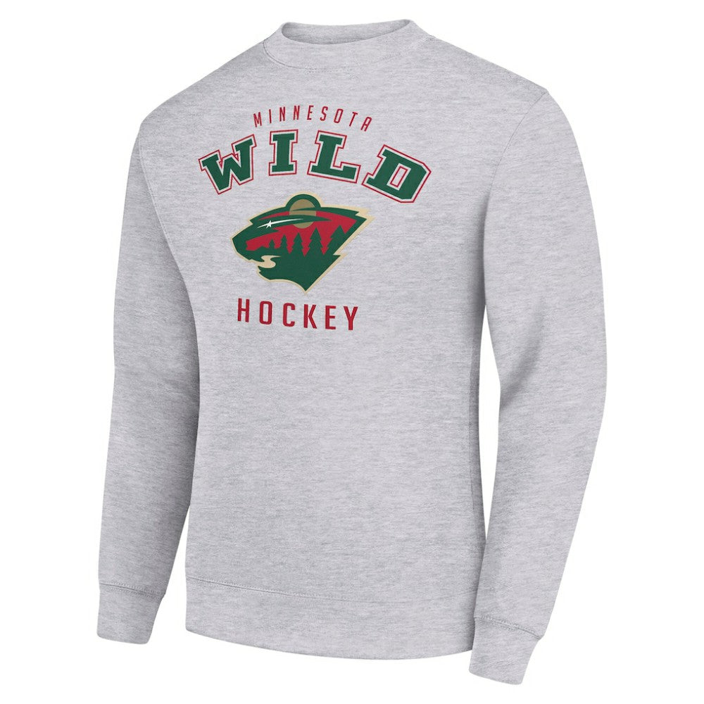 Minnesota Wild Men's Starter Team Logo Fleece Pullover Sweatshirt - Heather Gray | US 202601574