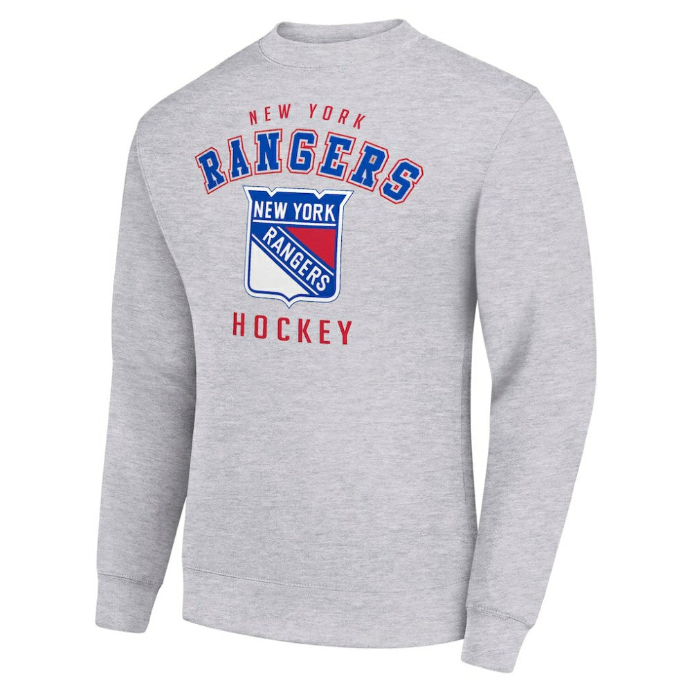New York Rangers Men's Starter Team Logo Fleece Pullover Sweatshirt - Heather Gray | US 202601583