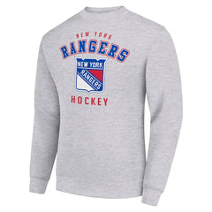 New York Rangers Men's Starter Team Logo Fleece Pullover Sweatshirt - Heather Gray | US 202601583