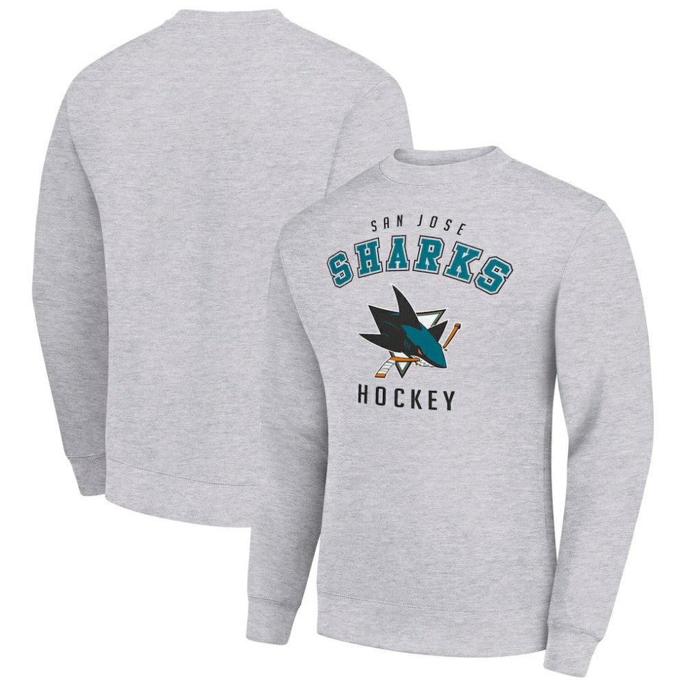 San Jose Sharks Men's Starter Team Logo Fleece Pullover Sweatshirt - Heather Gray | US 202601597
