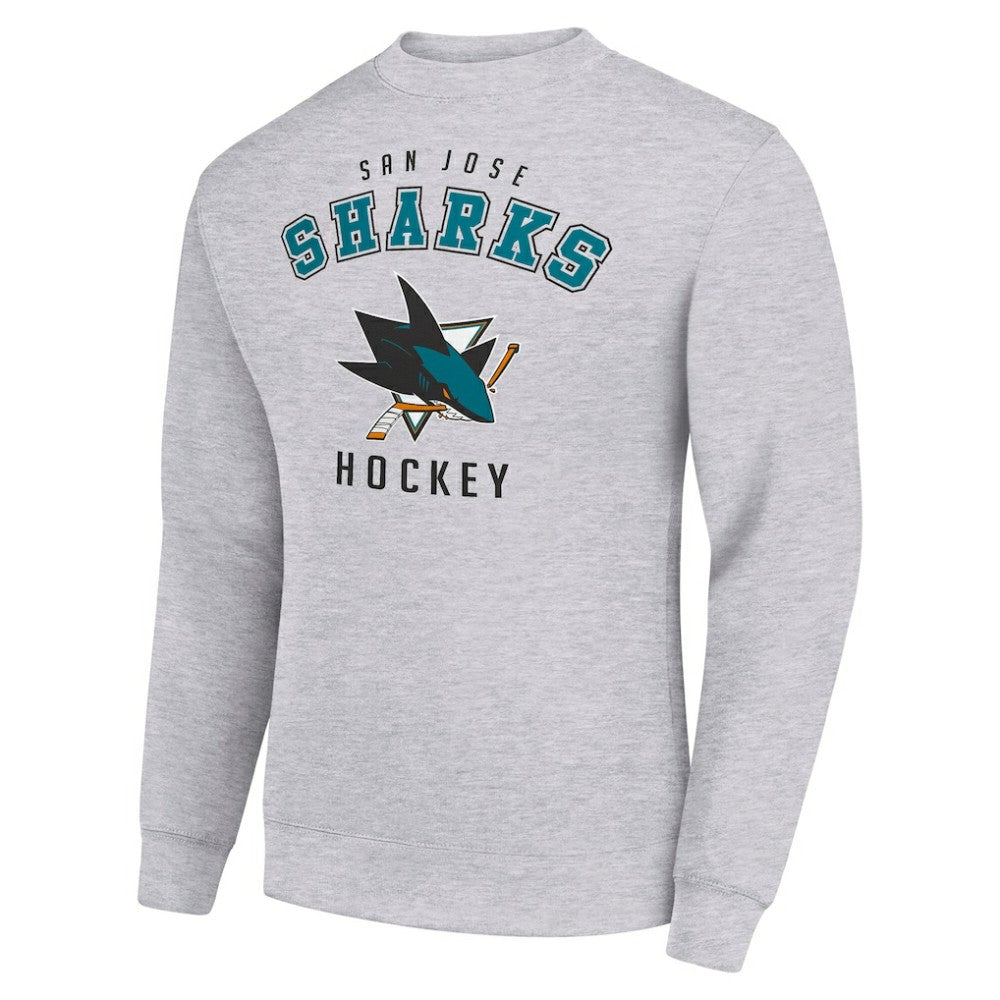 San Jose Sharks Men's Starter Team Logo Fleece Pullover Sweatshirt - Heather Gray | US 202601597