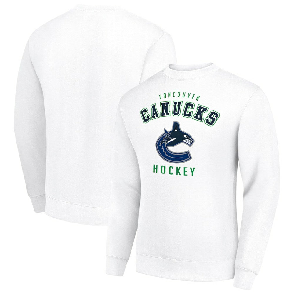 Vancouver Canucks Men's Starter Team Logo Fleece Pullover Sweatshirt - White | US 202601620