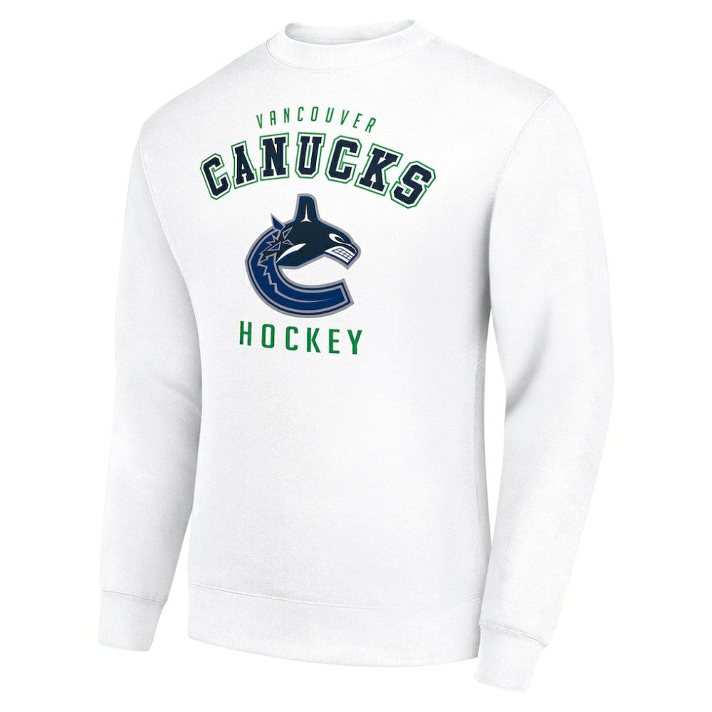 Vancouver Canucks Men's Starter Team Logo Fleece Pullover Sweatshirt - White | US 202601620