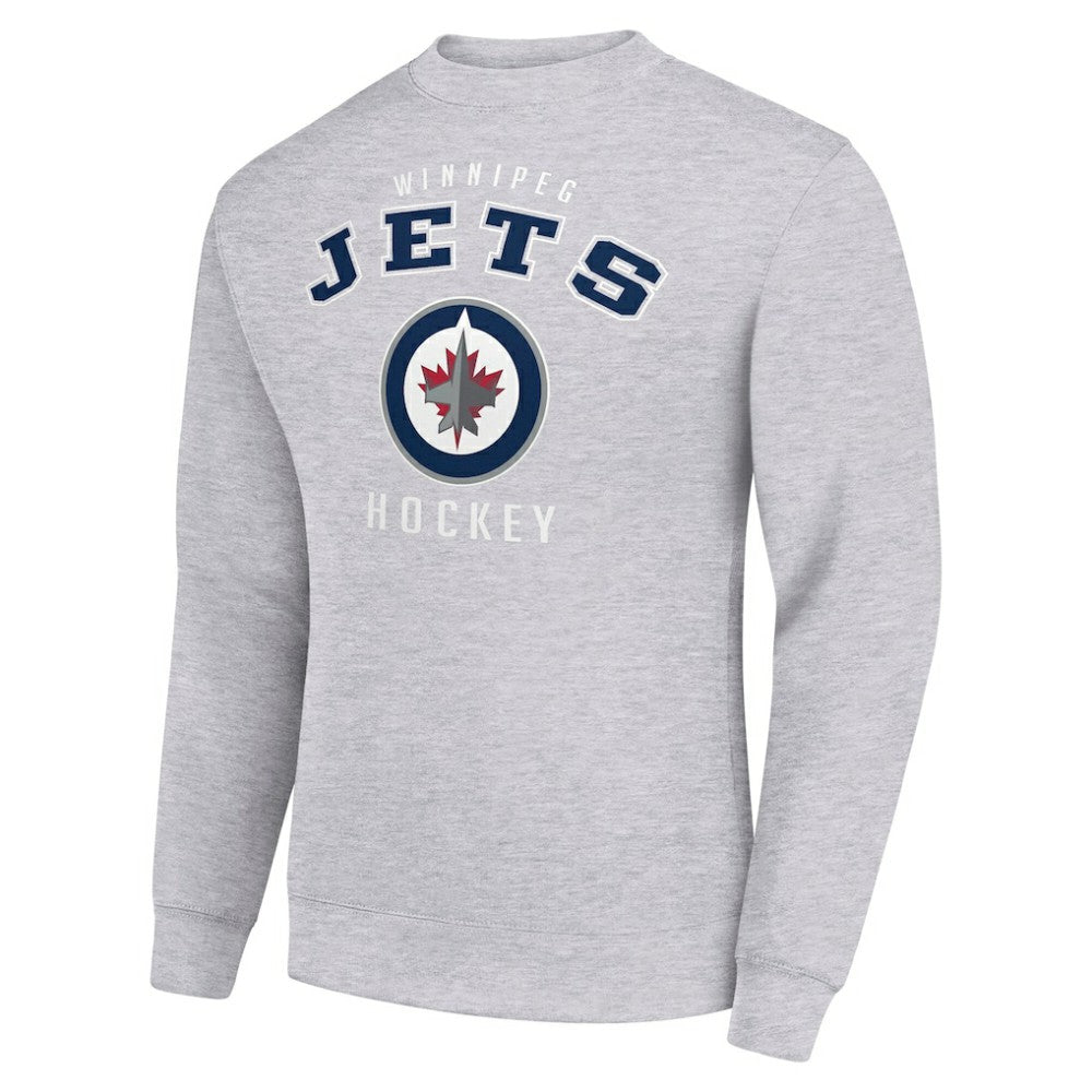 Winnipeg Jets Men's Starter Team Logo Fleece Pullover Sweatshirt - Heather Gray | US 202601621