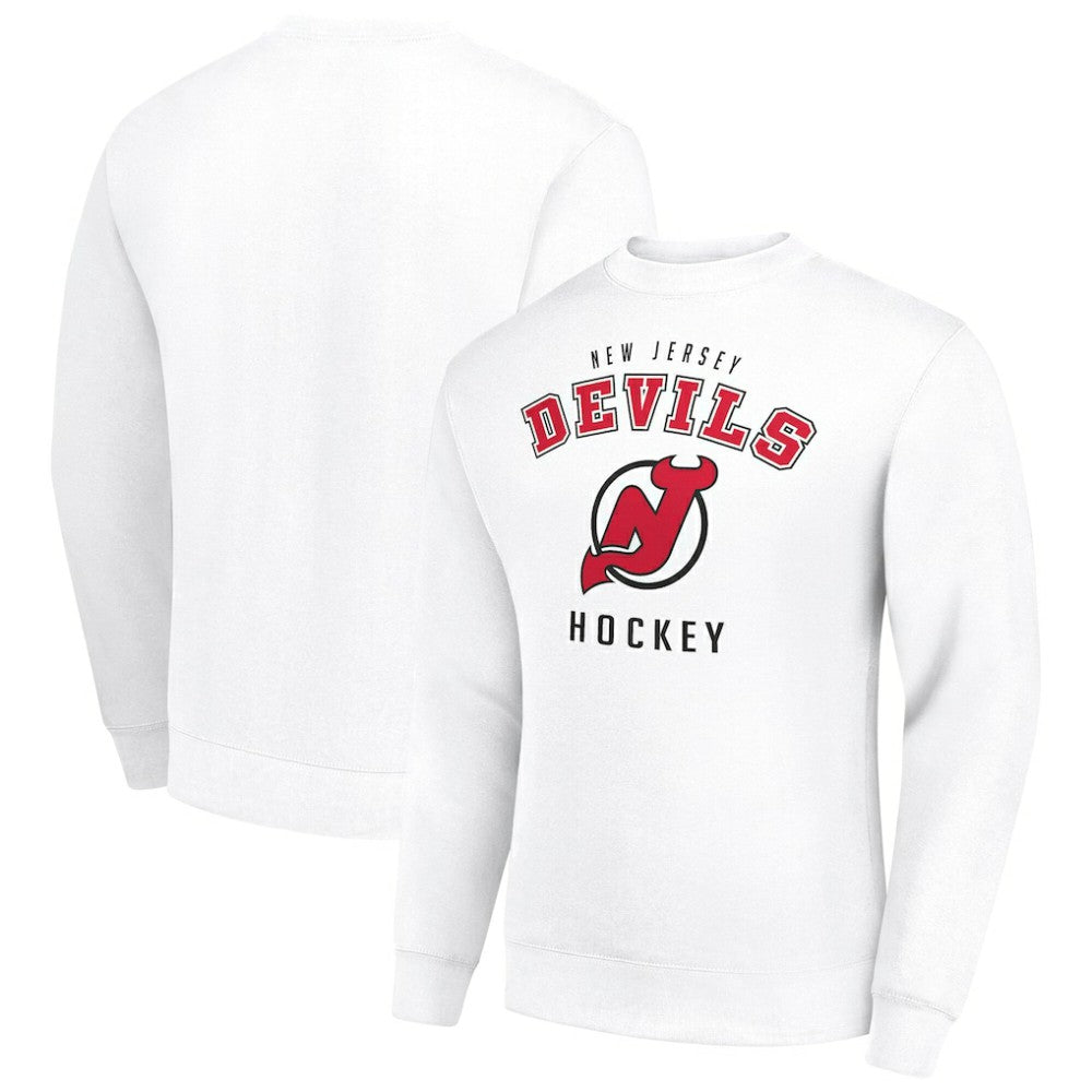 New Jersey Devils Men's Starter Team Logo Fleece Pullover Sweatshirt - White | US 202601632
