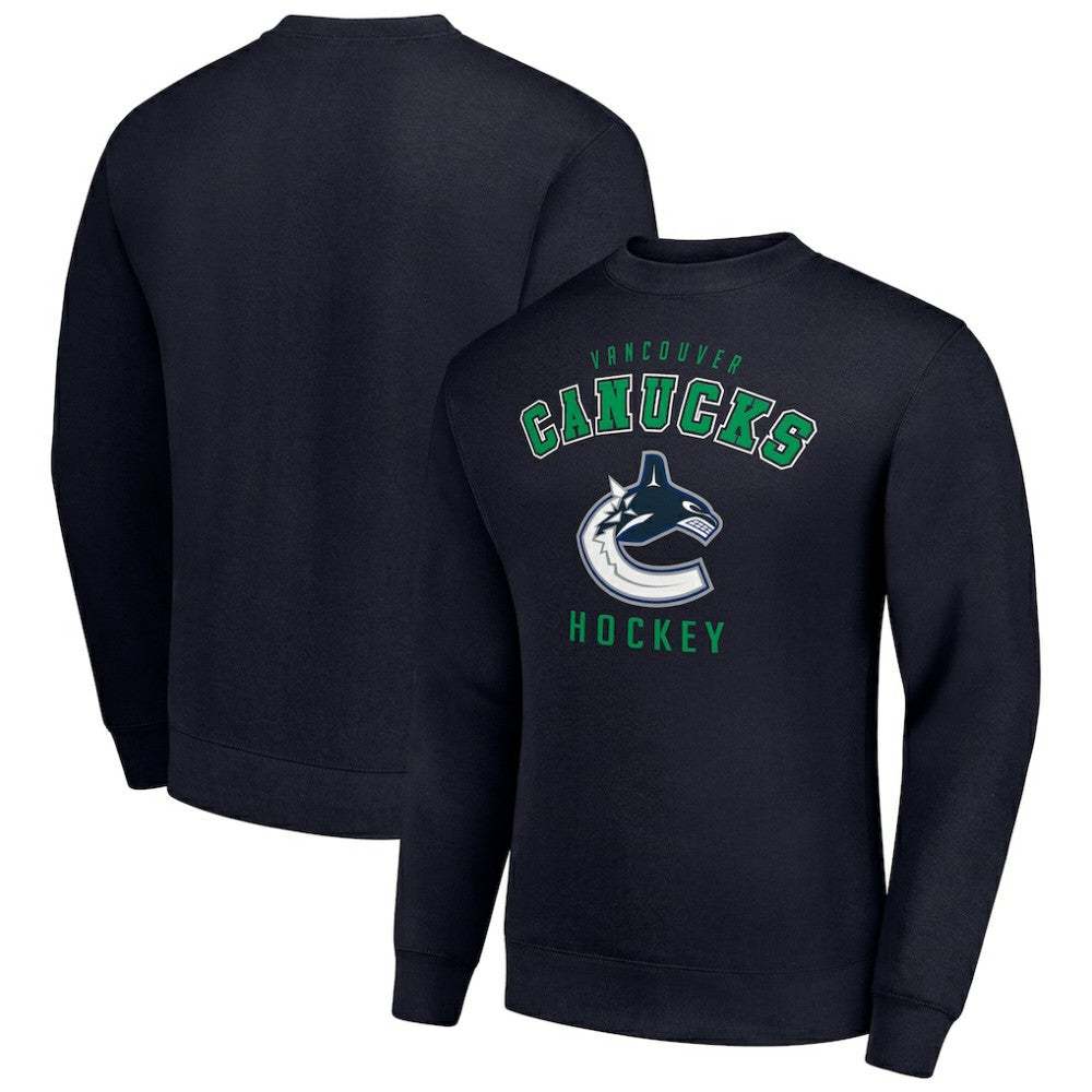 Vancouver Canucks Men's Starter Team Logo Fleece Pullover Sweatshirt - Navy | US 202601639