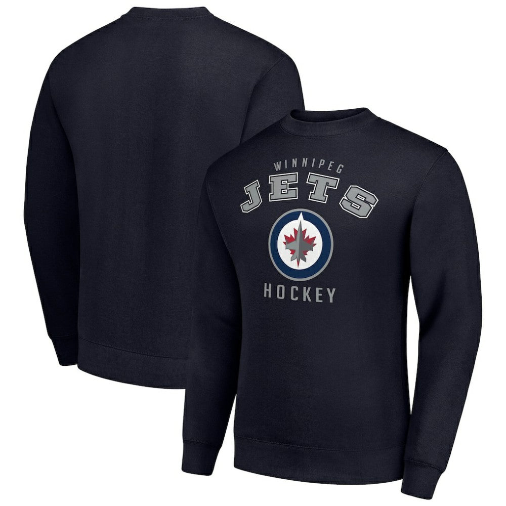 Winnipeg Jets Men's Starter Team Logo Fleece Pullover Sweatshirt - Navy | US 202601646