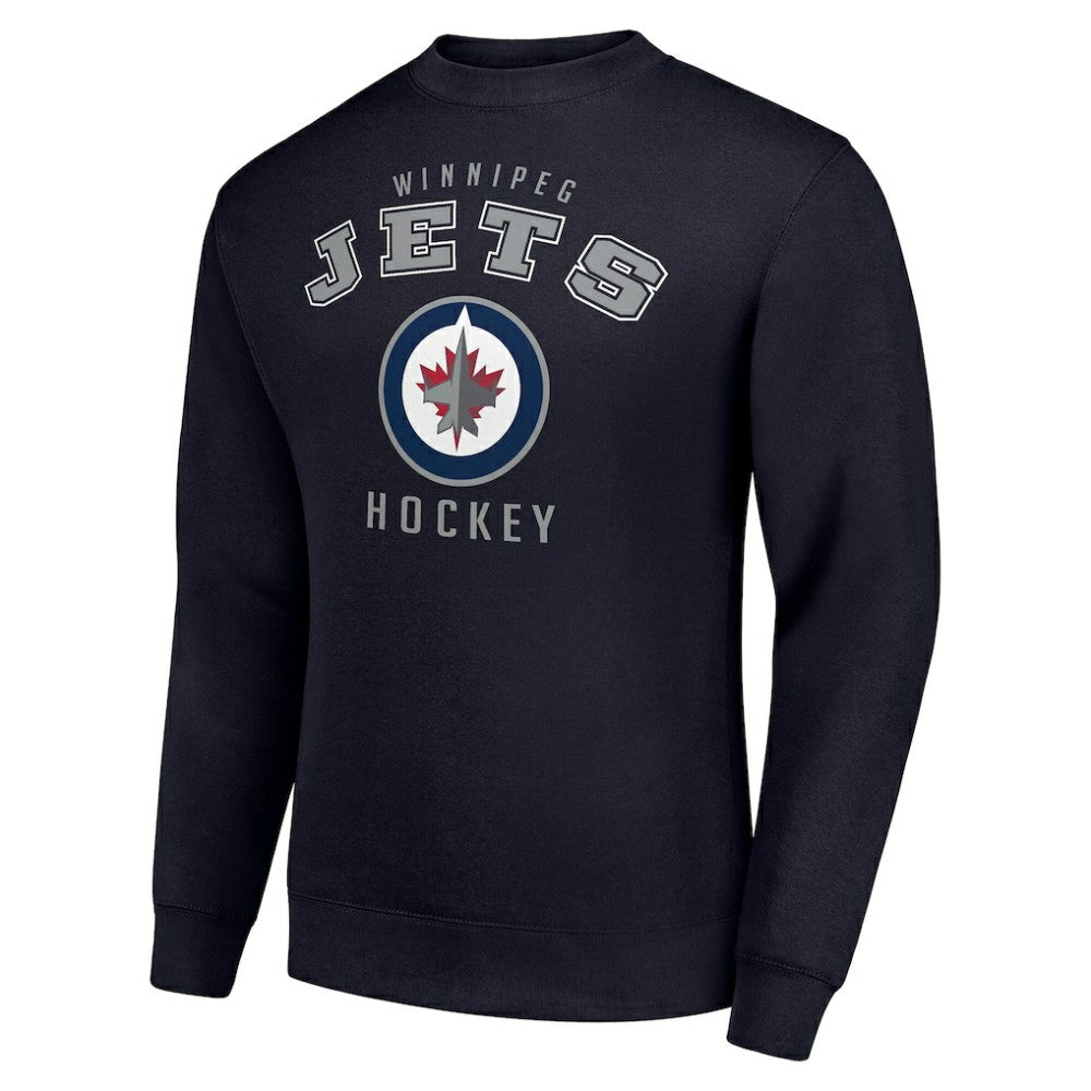 Winnipeg Jets Men's Starter Team Logo Fleece Pullover Sweatshirt - Navy | US 202601646