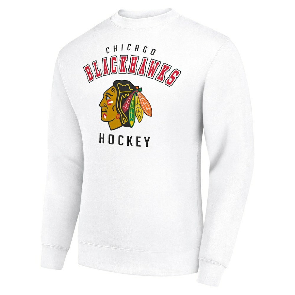 Chicago Blackhawks Men's Starter Team Logo Fleece Pullover Sweatshirt - White | US 202601647