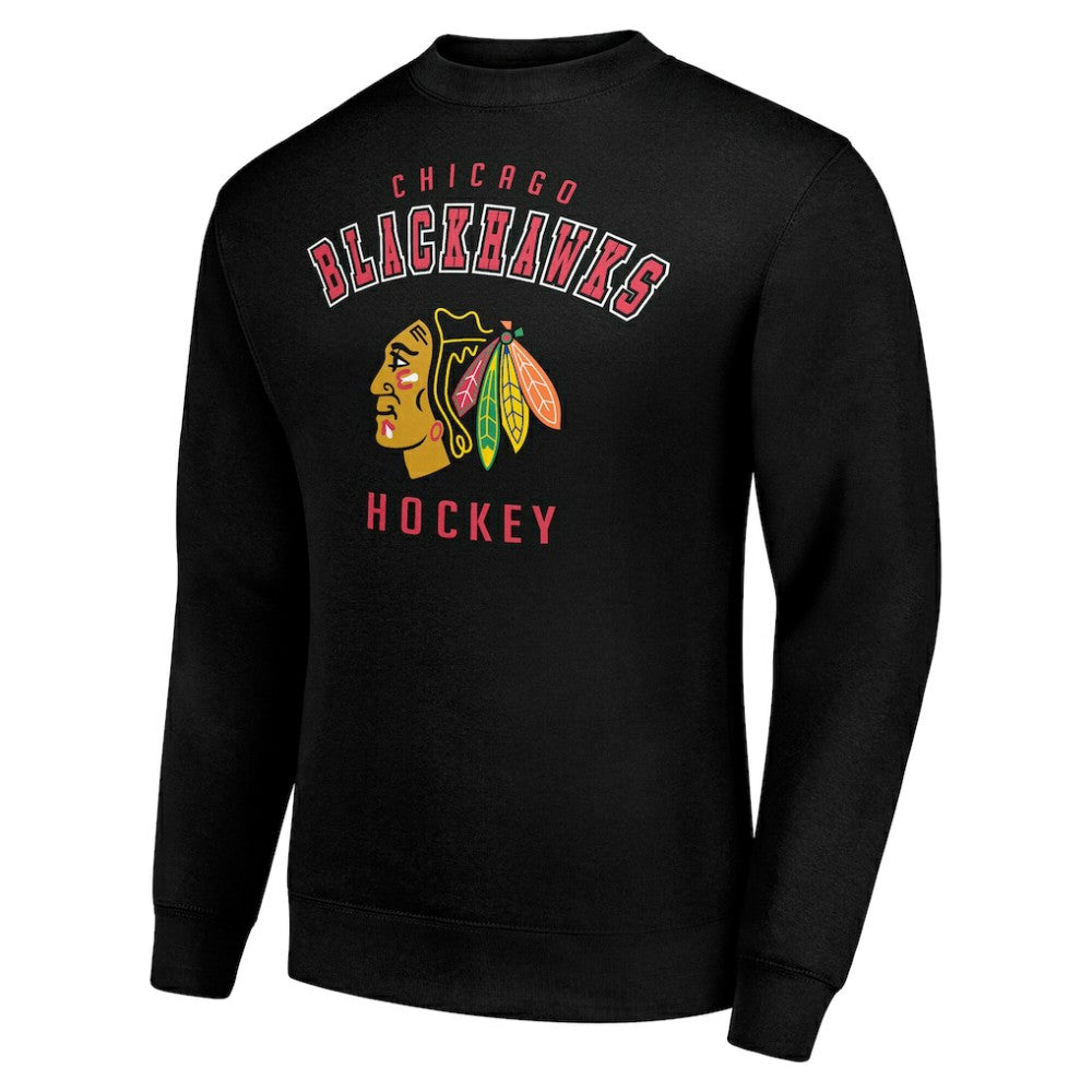 Chicago Blackhawks Men's Starter Team Logo Fleece Pullover Sweatshirt - Black | US 202601651