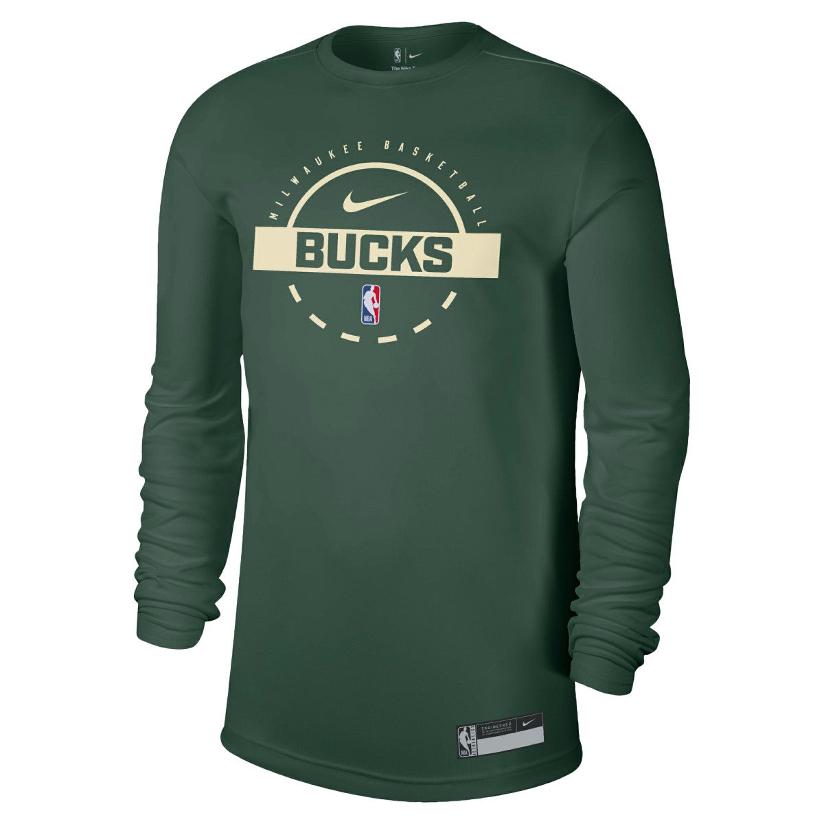 Milwaukee Bucks 2025/26 On-Court Flare Dri-FIT Practice Long Sleeve Tri-Blend T-Shirt Hunter Green - Nike