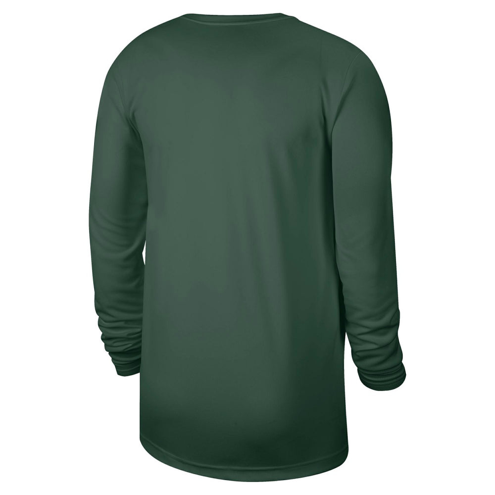 Milwaukee Bucks 2025/26 On-Court Flare Dri-FIT Practice Long Sleeve Tri-Blend T-Shirt Hunter Green - Nike