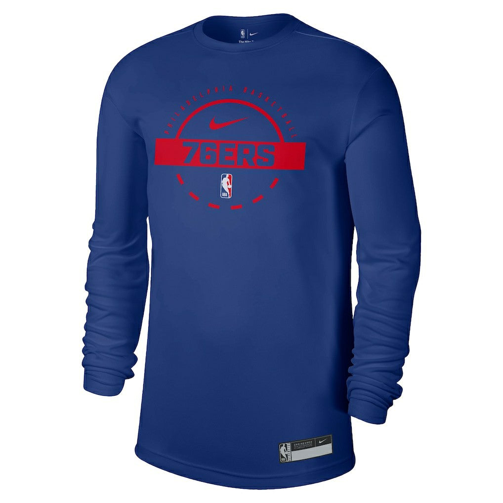 Philadelphia 76ers 2025/26 On-Court Flare Dri-FIT Practice Long Sleeve Tri-Blend T-Shirt Royal - Nike
