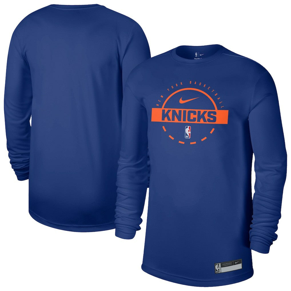 New York Knicks 2025/26 On-Court Flare Dri-FIT Practice Long Sleeve Tri-Blend T-Shirt Blue - Nike