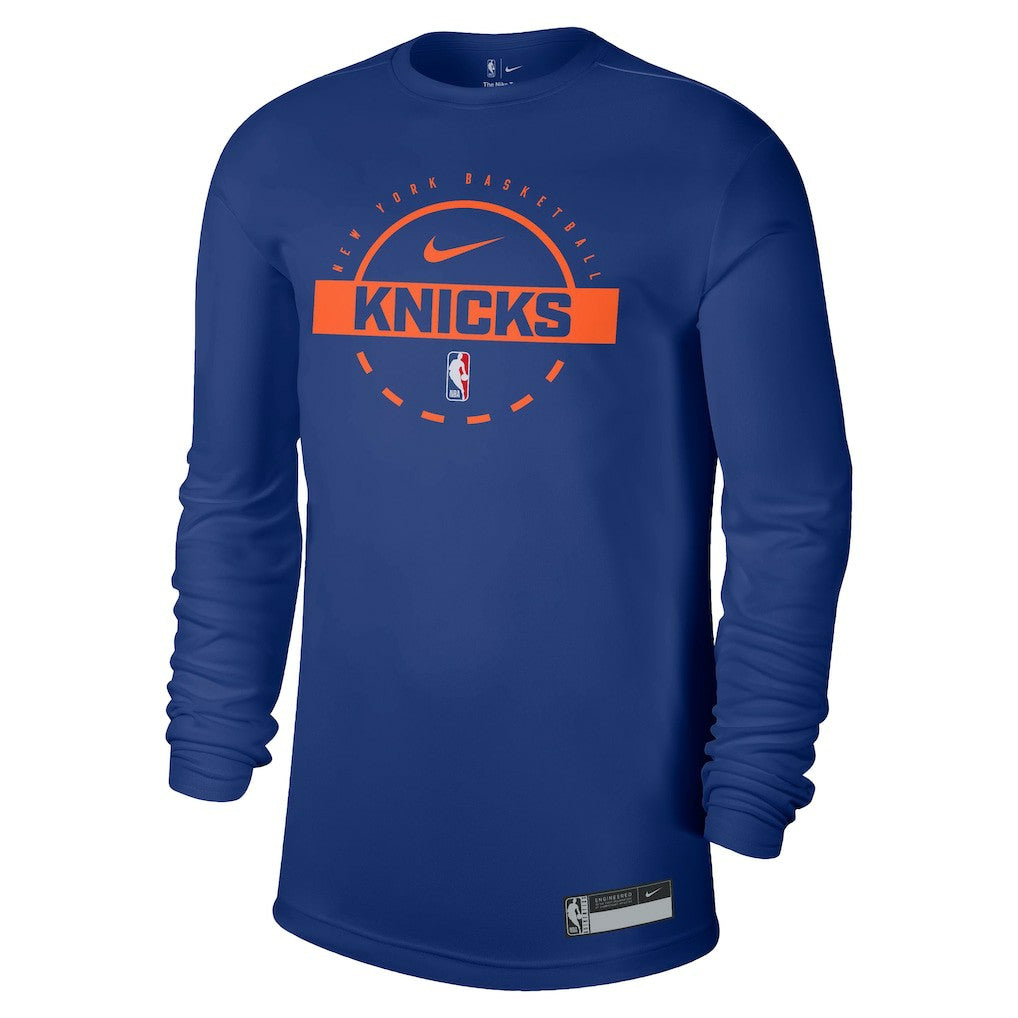New York Knicks 2025/26 On-Court Flare Dri-FIT Practice Long Sleeve Tri-Blend T-Shirt Blue - Nike