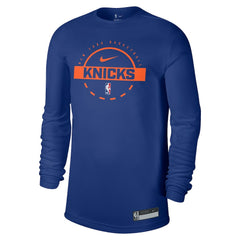 New York Knicks 2025/26 On-Court Flare Dri-FIT Practice Long Sleeve Tri-Blend T-Shirt Blue - Nike