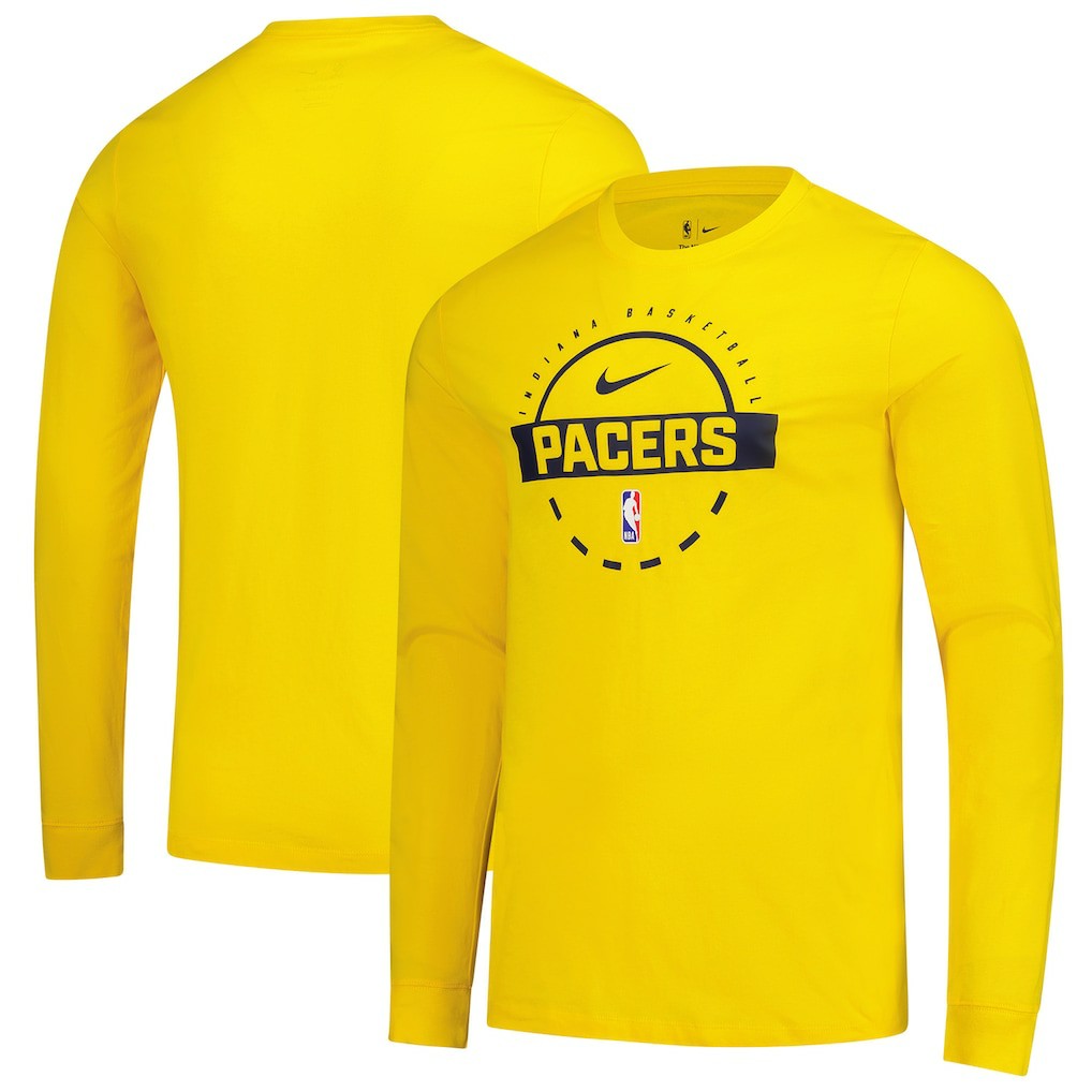 Indiana Pacers Authentic Long Sleeve Practice T-Shirt Gold - Nike