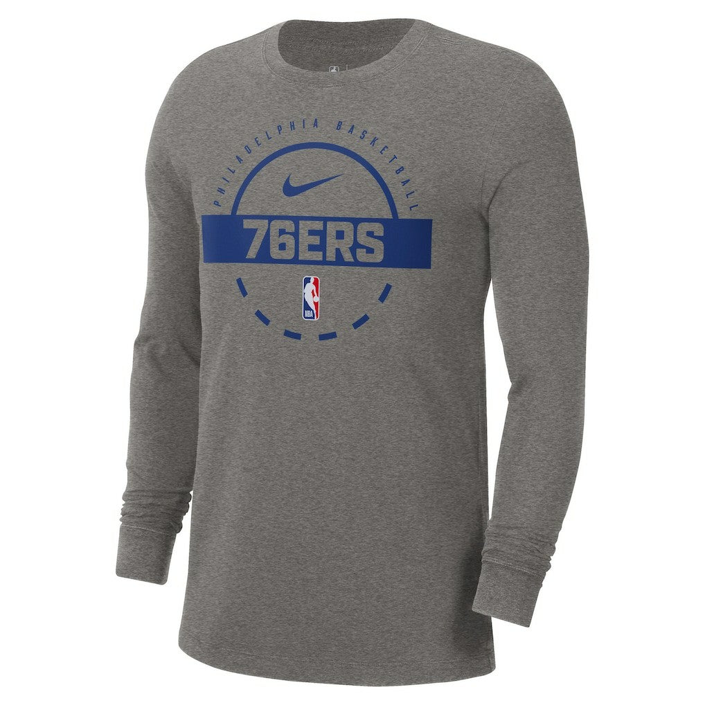 Philadelphia 76ers Authentic Long Sleeve Practice T-Shirt Charcoal - Nike