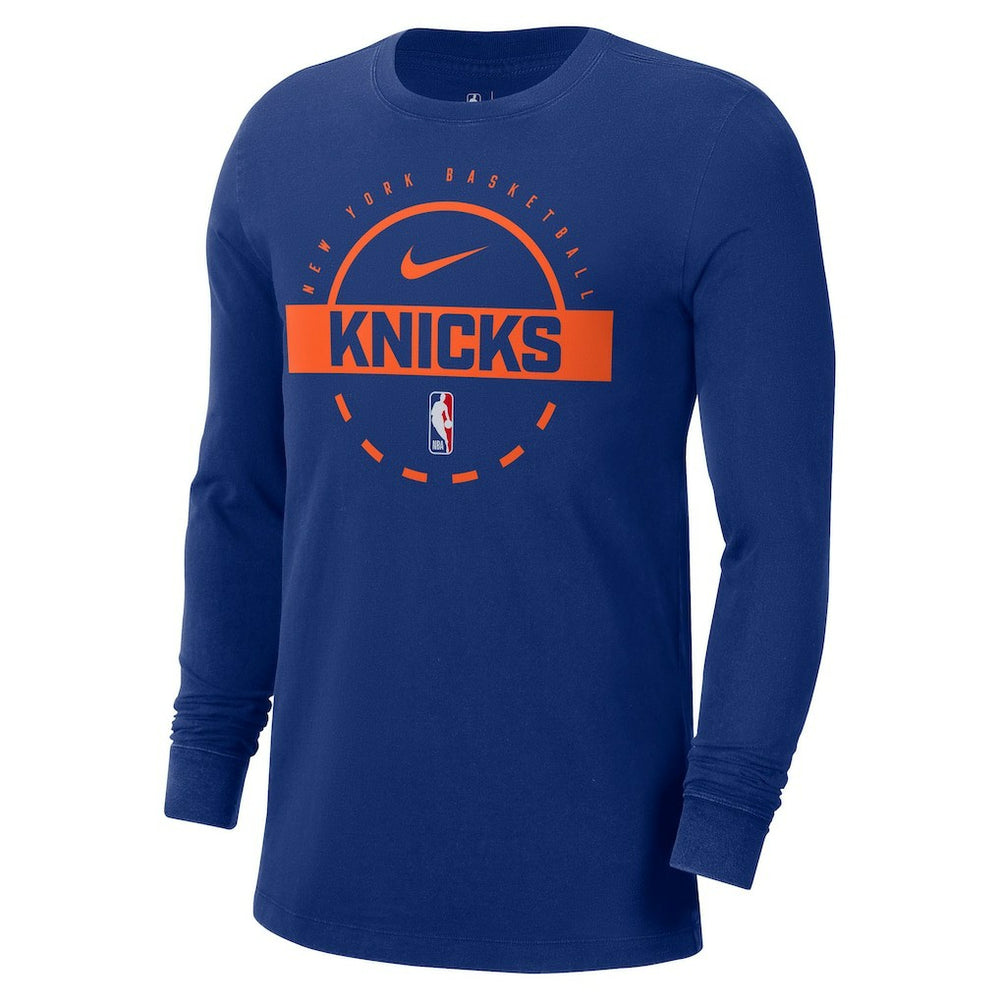 New York Knicks Authentic Long Sleeve Practice T-Shirt Blue - Nike
