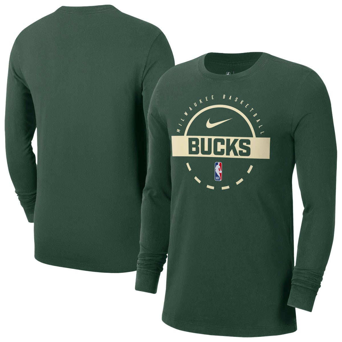 Milwaukee Bucks Authentic Long Sleeve Practice T-Shirt Hunter Green - Nike