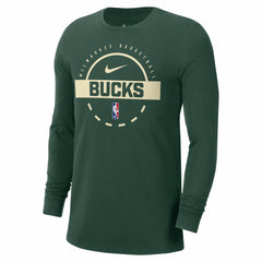 Milwaukee Bucks Authentic Long Sleeve Practice T-Shirt Hunter Green - Nike