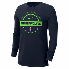 Minnesota Timberwolves Authentic Long Sleeve Practice T-Shirt Navy - Nike