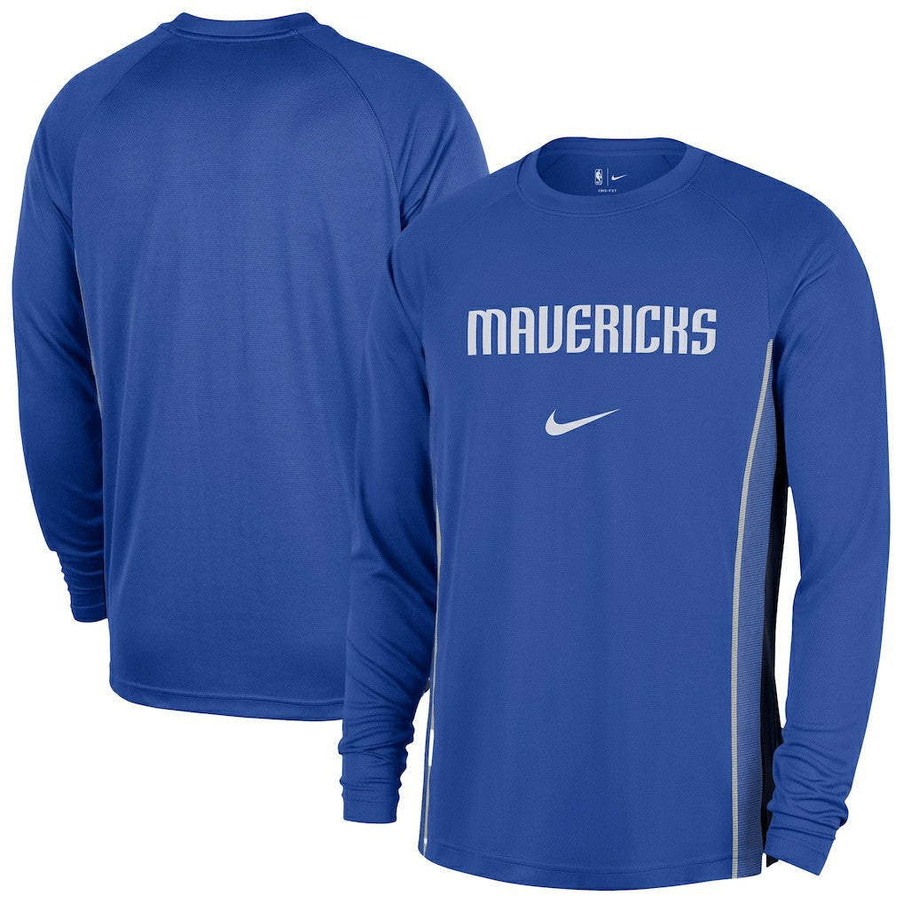 Dallas Mavericks 2025/26 Authentic Pre-Game Legend Dri-FIT Long Sleeve Shooting Shirt Blue - Nike
