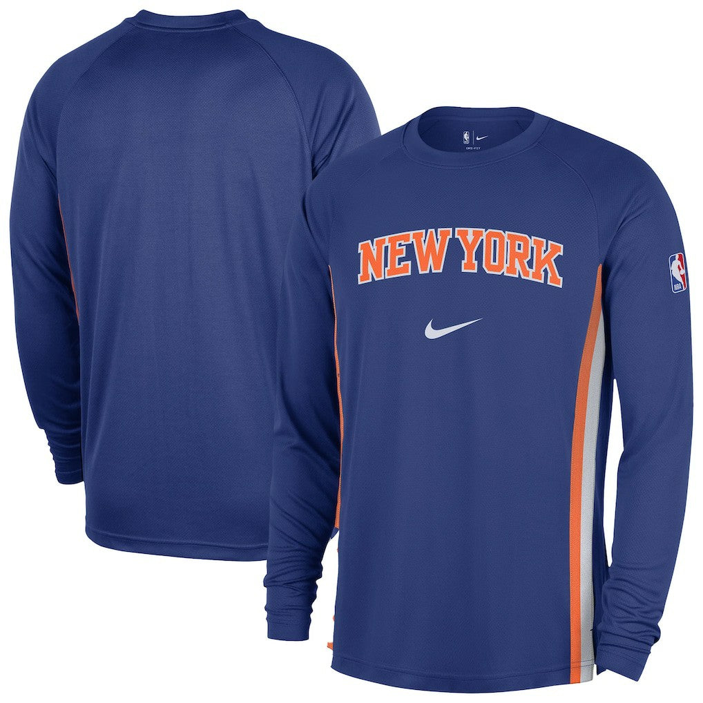 New York Knicks 2025/26 Authentic Pre-Game Legend Dri-FIT Long Sleeve Shooting Shirt Blue - Nike outlet